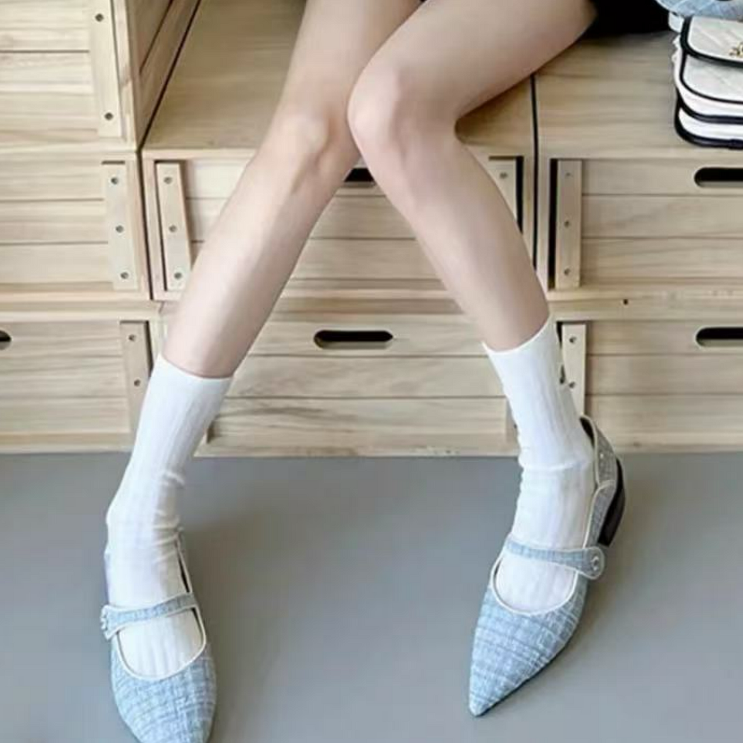 Blue Sweet & Fashion Floral Button Mary Jane Shoes for Women
